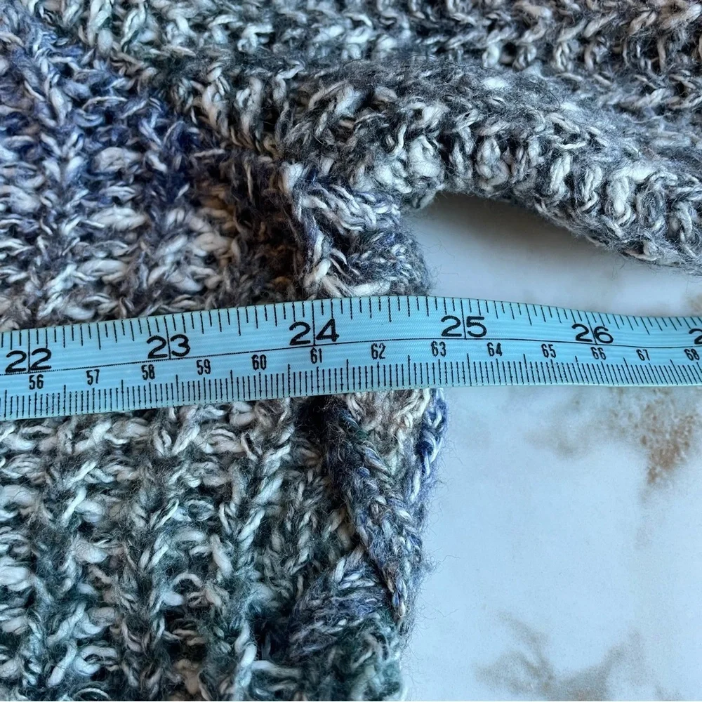 LUCKY BRAND | Blue Ombre Side Lace Up Sweater Women Large | Soft Pastel Coastal - Picture 7 of 8